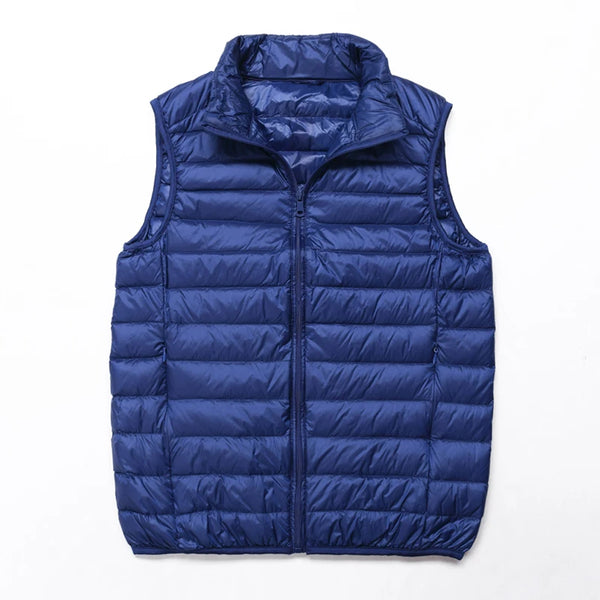 Winter Men Duck Down Vest Coat Ultralight Sleeveless Puffer Vest Jacket Fashion Stand Collar Windproof Duck Down Waistcoat