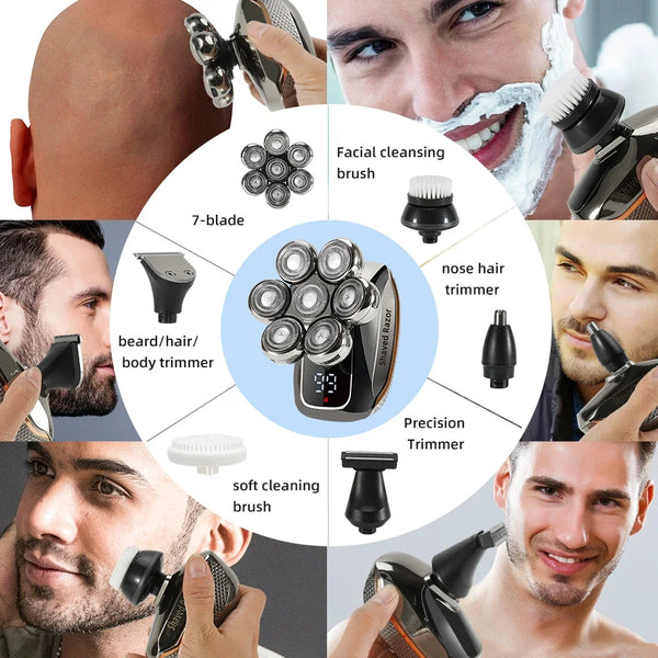 NEW Shaver For Men 7D Independently 7 Cutter Floating Head Waterproof Electric Razor Multifunction USB Charge Trimmer Men